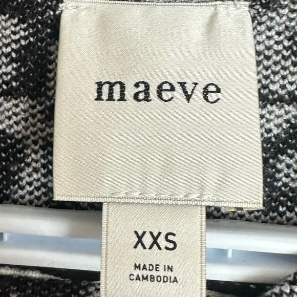 Maeve Black White Knit Sweater XXS Anthropologie Geometric Pattern Pullover - Picture 4 of 6